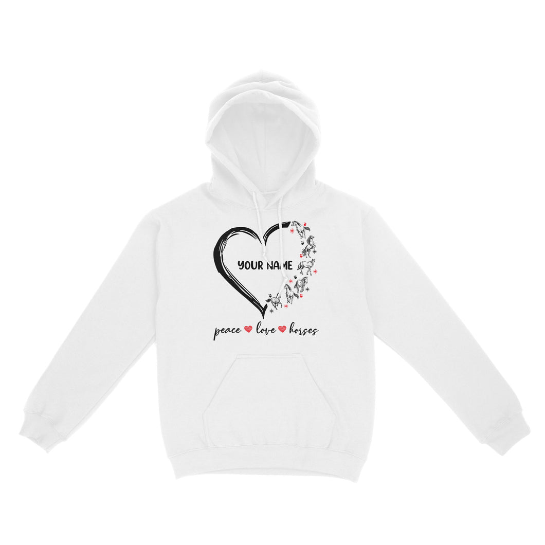 Peace love horses tattoo customized name horse shirt for girl, horse shirts D06 NQS2908 - Standard Hoodie