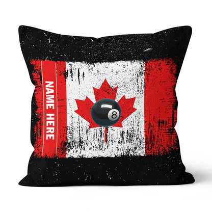 Personalized Canadian Flag Patriotic 8 Ball Pool Billiards Throw Pillow VHM0918