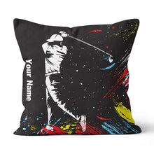 Load image into Gallery viewer, Colorful Watercolor Golfer Custom Pillow Personalized Cool Golf Gifts LDT1113