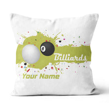 Load image into Gallery viewer, Personalized Green Splash 8 Ball Billiard Pillow Custom Billiards Gifts VHM0850