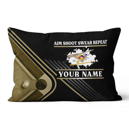 Billiard Aim Shoot Swear Repeat Pillow Custom Gifts For Billiard Players VHM0878