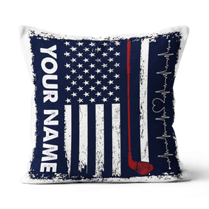 Heartbeat Retro American Flag Golf Pillow Customized Patriotic Golf Gift LDT1112