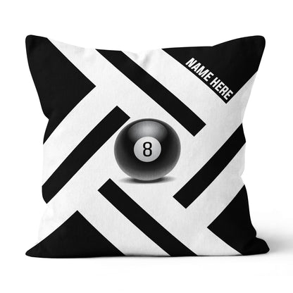 Custom Black White 8 Ball Pool Pillow, Best Personalized 8 Ball Pillows TDM0902