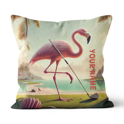 Golf Flamingo Tropical Custom Pillow Personalized Golf Gifts For Golfer LDT1169
