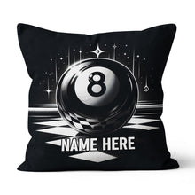 Load image into Gallery viewer, Billiard 8 Ball Pool Custom Name Black Pillow Best Billiard Pillow Gifts TDM0873