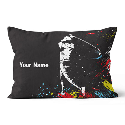 Colorful Watercolor Golfer Custom Pillow Personalized Cool Golf Gifts LDT1113