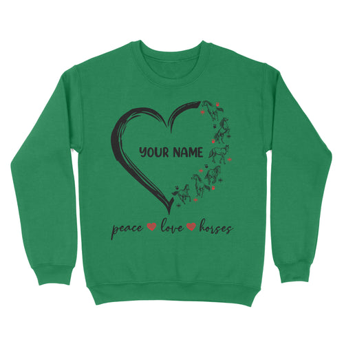 Peace love horses tattoo customized name horse shirt for girl, horse shirts D06 NQS2908 - Standard Crew Neck Sweatshirt