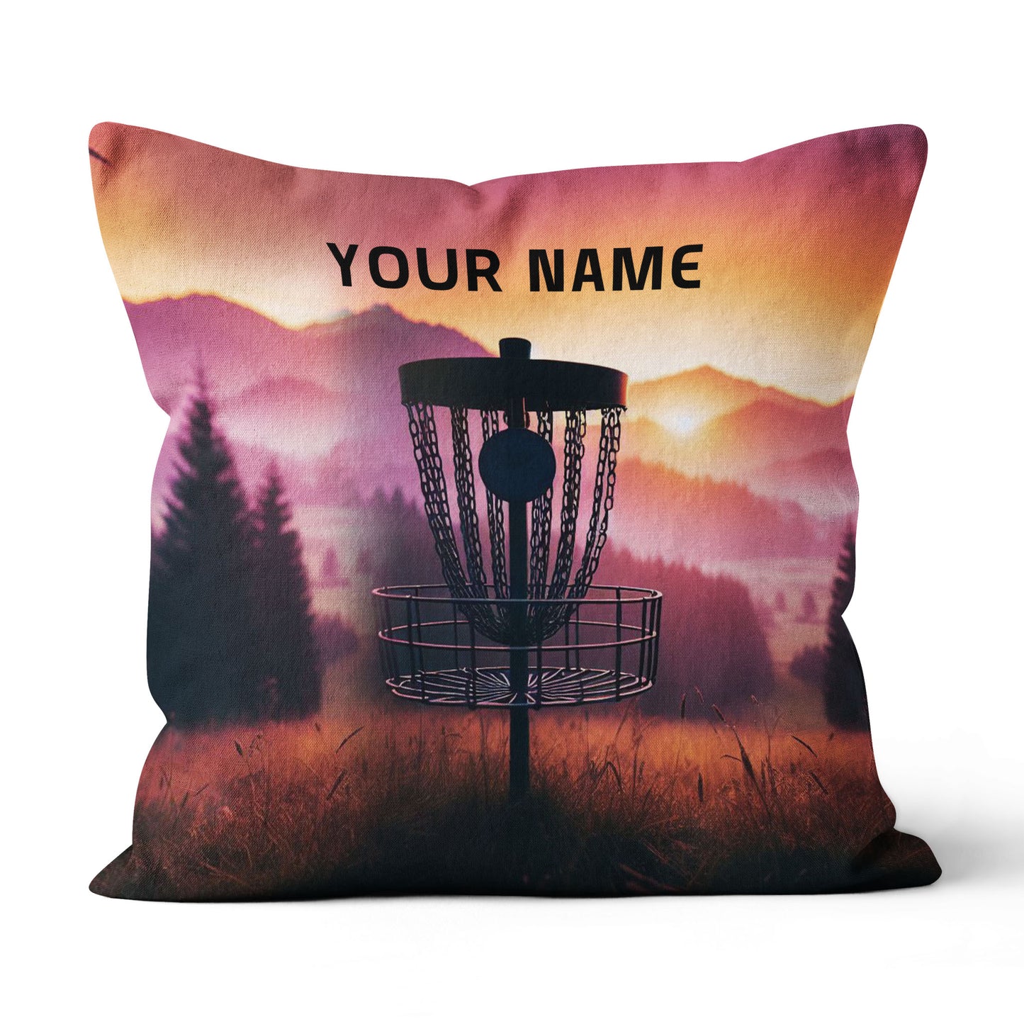 Sunset Disc Golf Basket Custom Name Pillow Personalized Disc Golf Gifts LDT1168