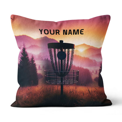 Sunset Disc Golf Basket Custom Name Pillow Personalized Disc Golf Gifts LDT1168