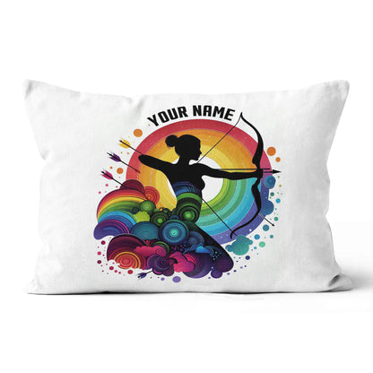 Multicolor Funny Women Player Archery Custom Name Archery White Pillows TDM0826