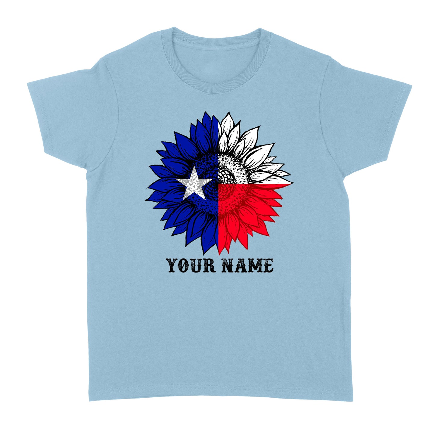 Texas flag sunflower customized name patriot Texas state flag Women's T-shirt D03 NQS2495