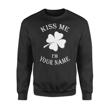 Load image into Gallery viewer, Kiss me I&#39;m Irish Customize Irish Shamrock St. Patrick&#39;s Day Glitter Green Lucky Charm - Standard Fleece Sweatshirt