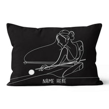 Load image into Gallery viewer, Personalized Woman Playing Pool Billiards Line Drawing Pillow Pool Gifts VHM0915