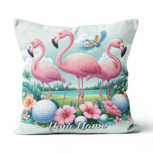 Pink Flamingo Tropical Custom Pillow Personalized Golf Gifts For Golfer LDT1170