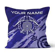 Load image into Gallery viewer, Personalized Purple Archery Throw Pillow Custom Name Target Pillow Gifts TDM0787