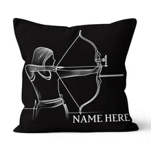 Load image into Gallery viewer, Customized Women Archer Line Drawing Black Pillow, Archery Pillow Gifts TDM0855