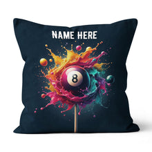Load image into Gallery viewer, Personalized Colorful Paint Splash 8 Ball Billiard Pillow, Billiard Gift VHM0914