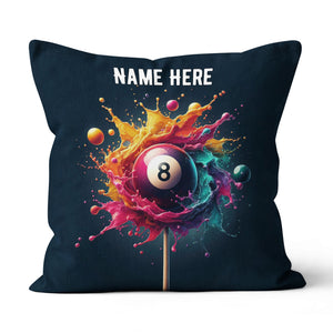 Personalized Colorful Paint Splash 8 Ball Billiard Pillow, Billiard Gift VHM0914