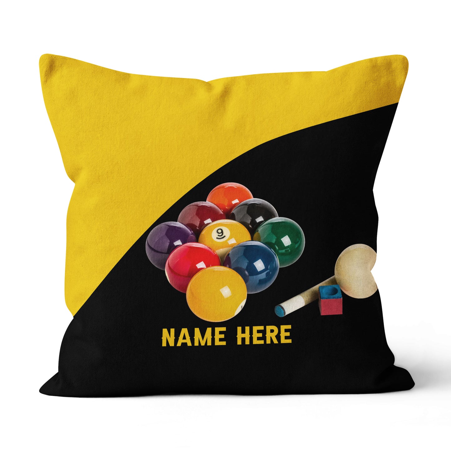 Custom Yellow Black Billiard Balls Pillow, Personalized Billiard Pillows TDM0883