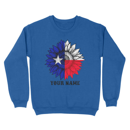Texas flag sunflower customized name patriot Texas state flag Sweatshirt D03 NQS2495