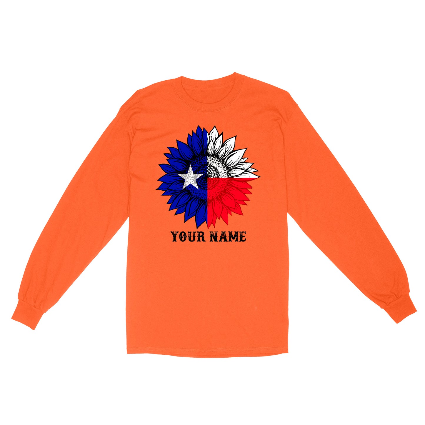 Texas flag sunflower customized name patriot Texas state flag D03 NQS2495 - Standard Long Sleeve