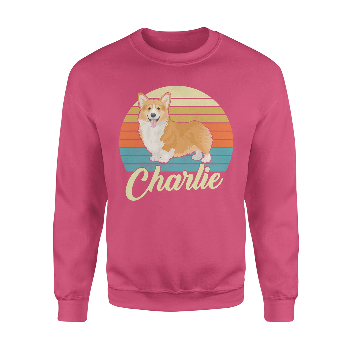 Custom name awesome Corgi 1970s vintage retro personalized gift - Standard Crew Neck Sweatshirt