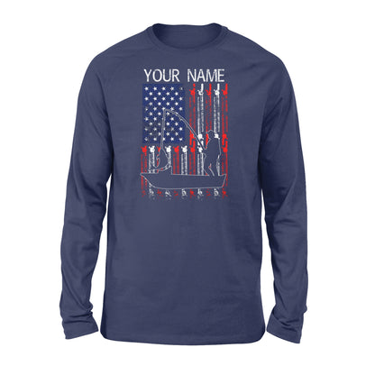 American flag fisherman kayak fishing custom name US fishing rod D05 NQS1244 - Standard Long Sleeve