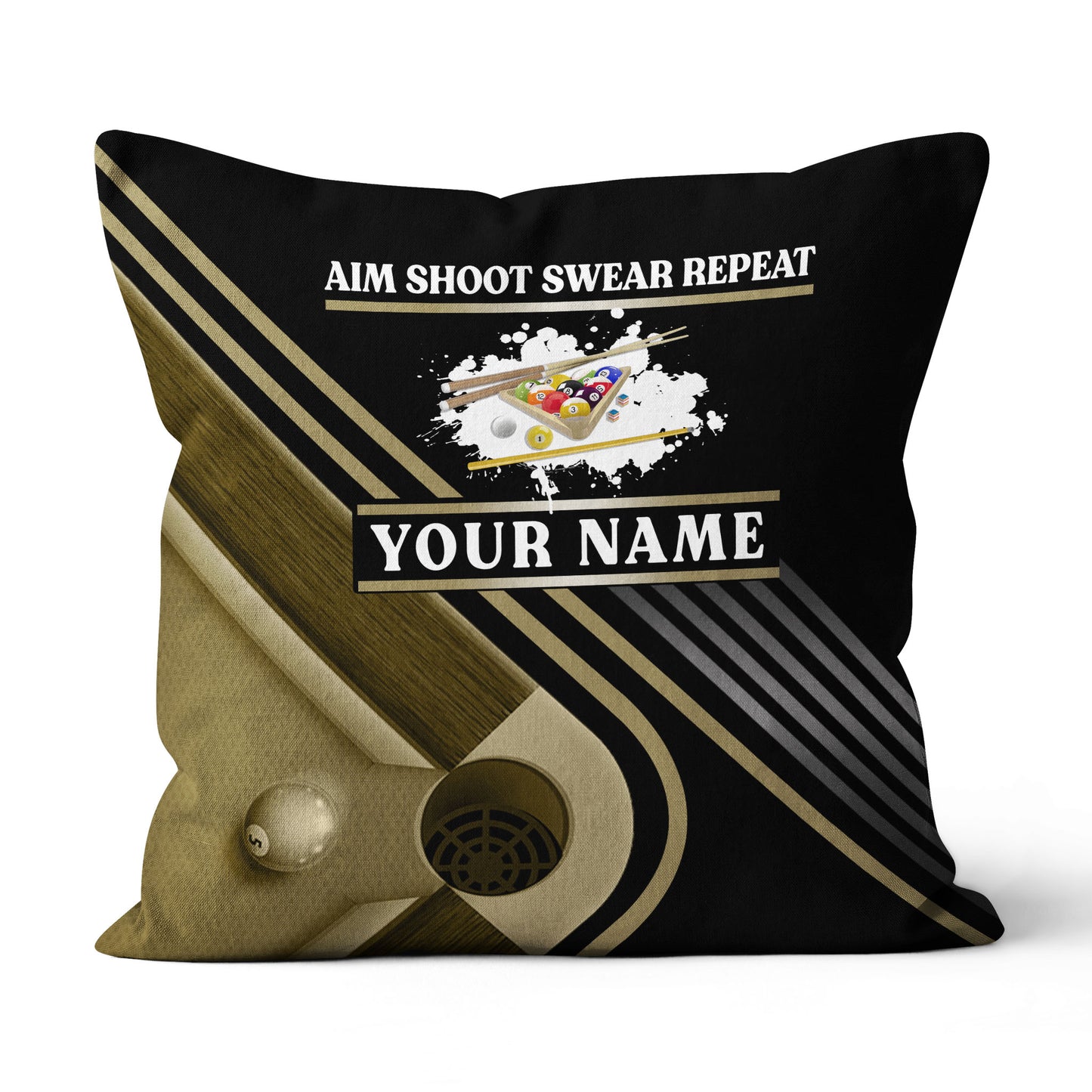 Billiard Aim Shoot Swear Repeat Pillow Custom Gifts For Billiard Players VHM0878