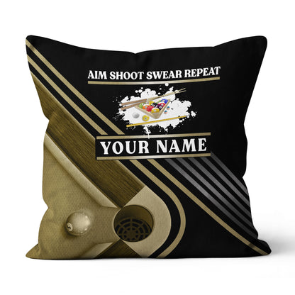 Billiard Aim Shoot Swear Repeat Pillow Custom Gifts For Billiard Players VHM0878
