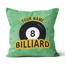 Load image into Gallery viewer, Personalized Green 8 Ball Billiards Pillow Custom Gifts For Pool Players VHM0844