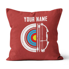 Load image into Gallery viewer, Personalized Red Target Archery Pillows, Custom Gifts For Archery Lovers VHM0829