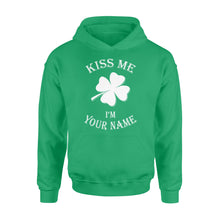 Load image into Gallery viewer, Kiss me I&#39;m Irish Customize Irish Shamrock St. Patrick&#39;s Day Glitter Green Lucky Charm - Standard Hoodie