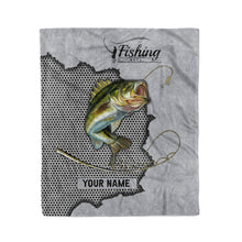 Load image into Gallery viewer, Custom Bass Fishing fleece blanket, fishing gift idea for Men, Dad FSD3561 D06