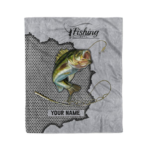Custom Bass Fishing fleece blanket, fishing gift idea for Men, Dad FSD3561 D06