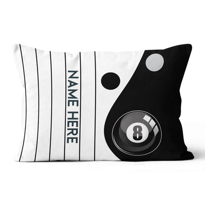 Custom Black White 8 Ball Pool Throw Pillow, Personalized Billiard Pillow Gifts TDM0859