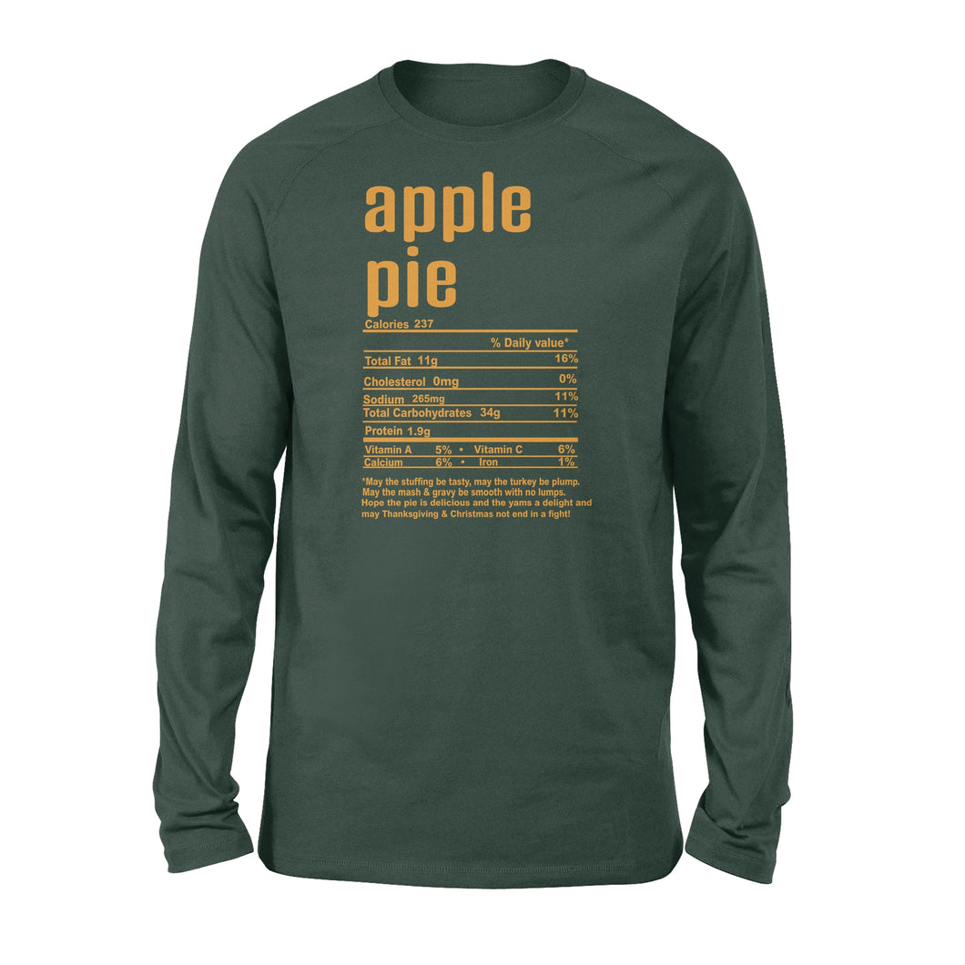Apple pie nutritional facts happy thanksgiving funny shirts - Standard Long Sleeve