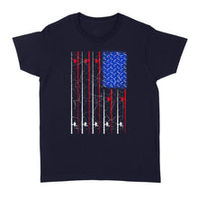 Load image into Gallery viewer, American US Flag Fishing Rod Shirt, Fisherman Gift D06 NQSD302 - Standard Women&#39;s T-shirt