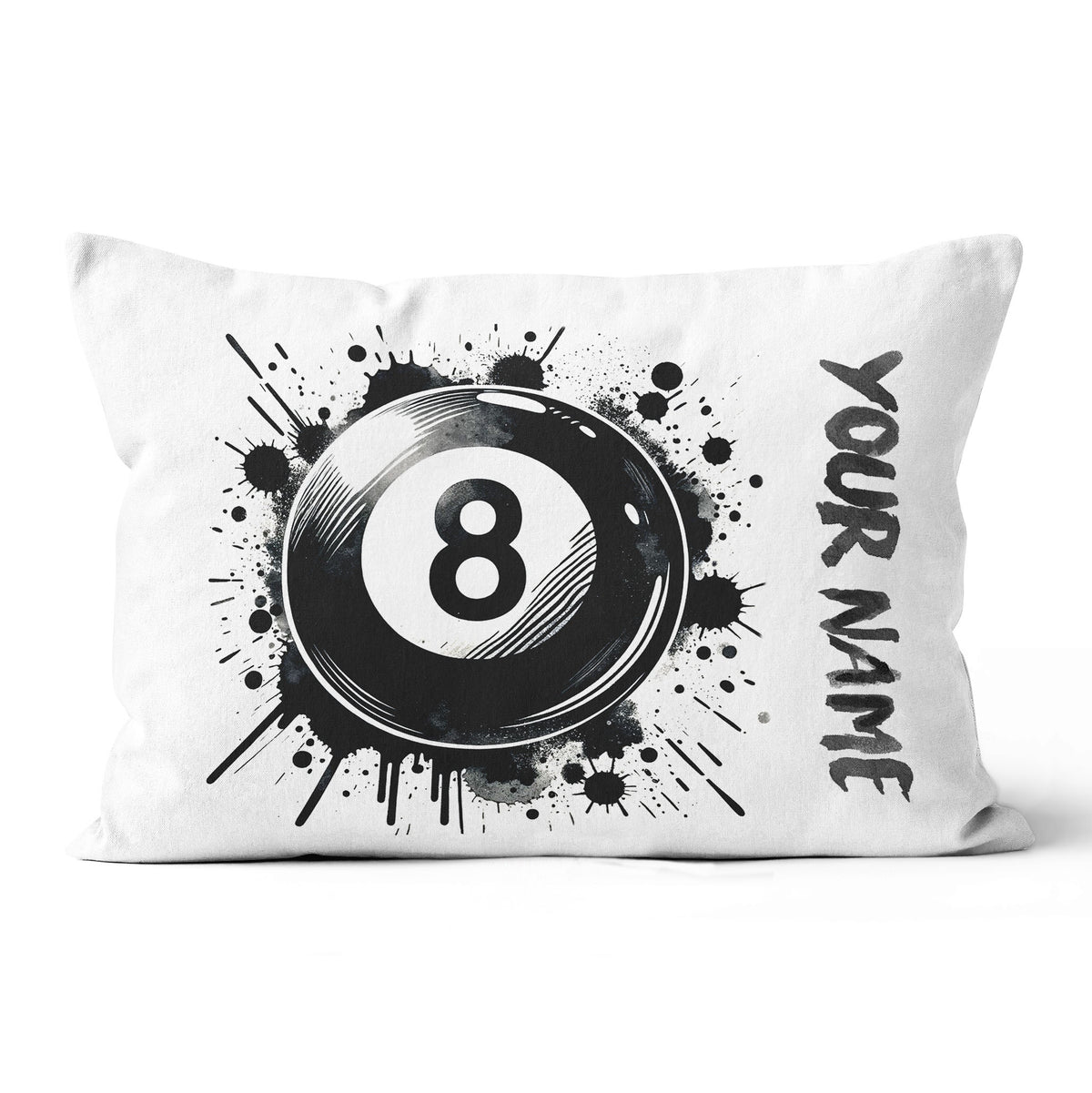 Personalized 8 Ball Pool White Pillow Custom Billiard Throw Pillows TDM0810