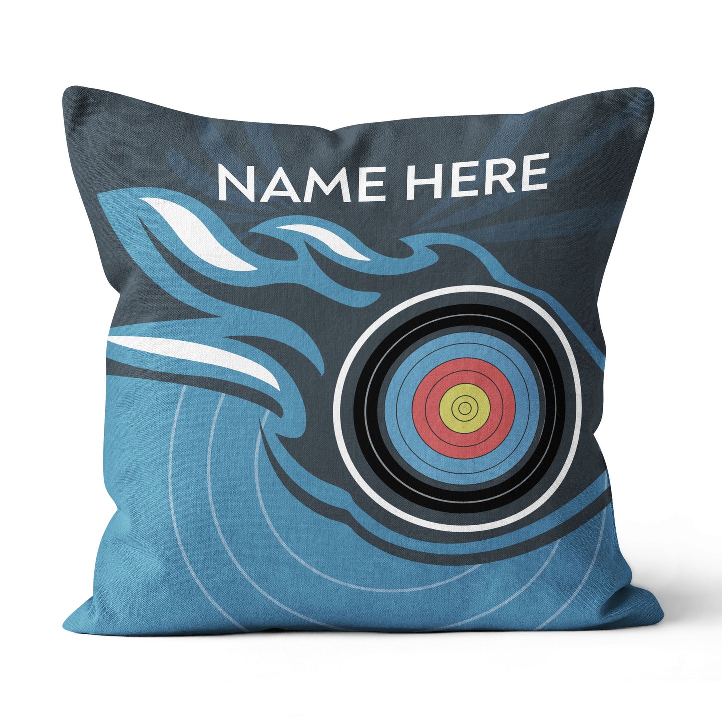 Personalized Blue Archery Target Pillow Custom Name Archery Throw Pillow TDM0845
