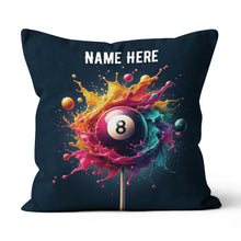 Load image into Gallery viewer, Personalized Colorful Paint Splash 8 Ball Billiard Pillow, Billiard Gift VHM0914