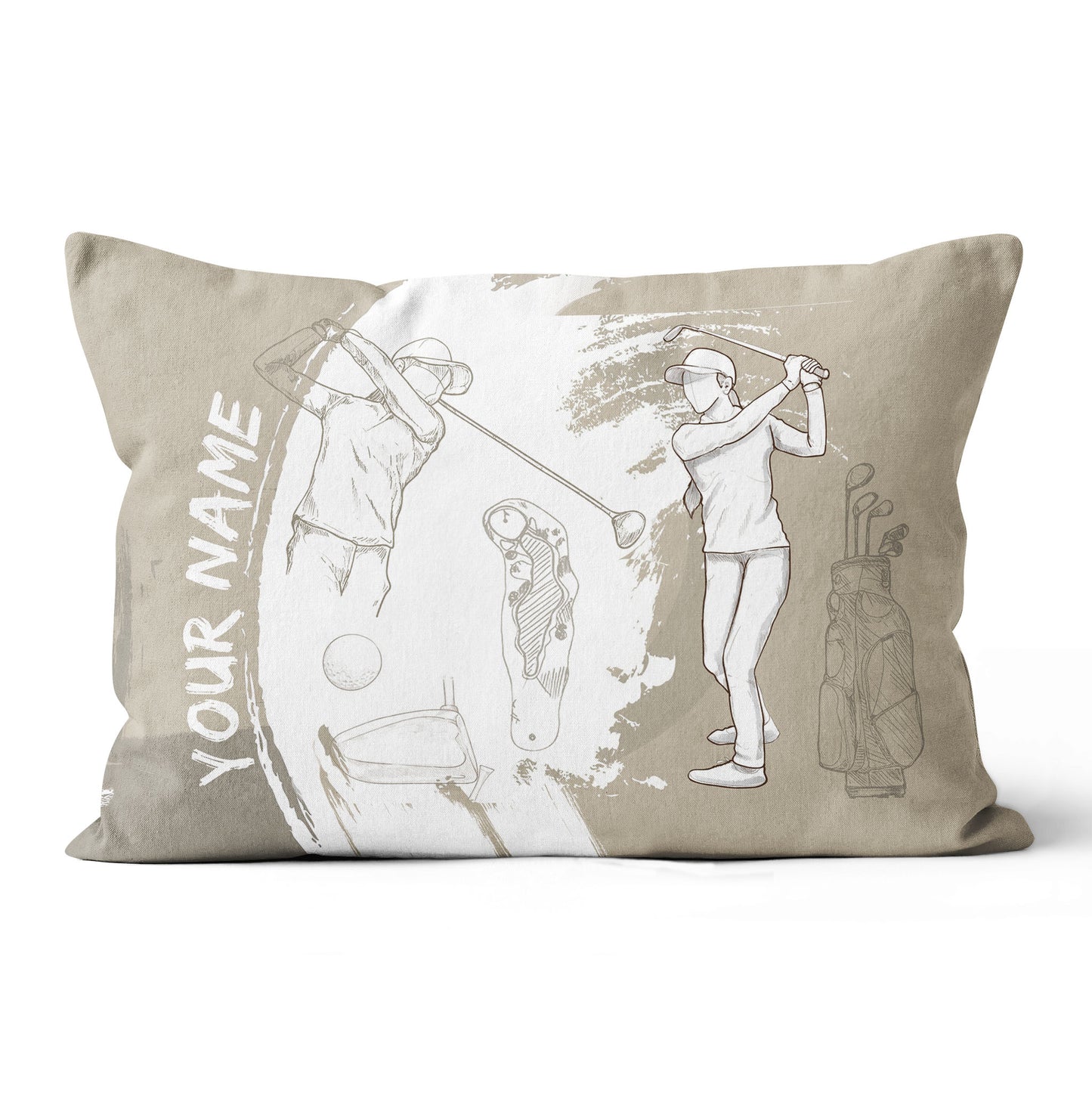 Retro Hand Drawn Golfer Custom Pillow Personalized Golf Gifts For Golfer LDT1145