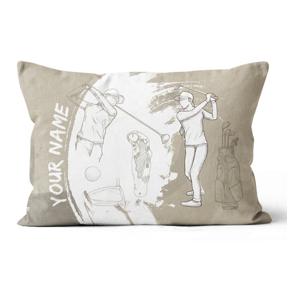 Retro Hand Drawn Golfer Custom Pillow Personalized Golf Gifts For Golfer LDT1145