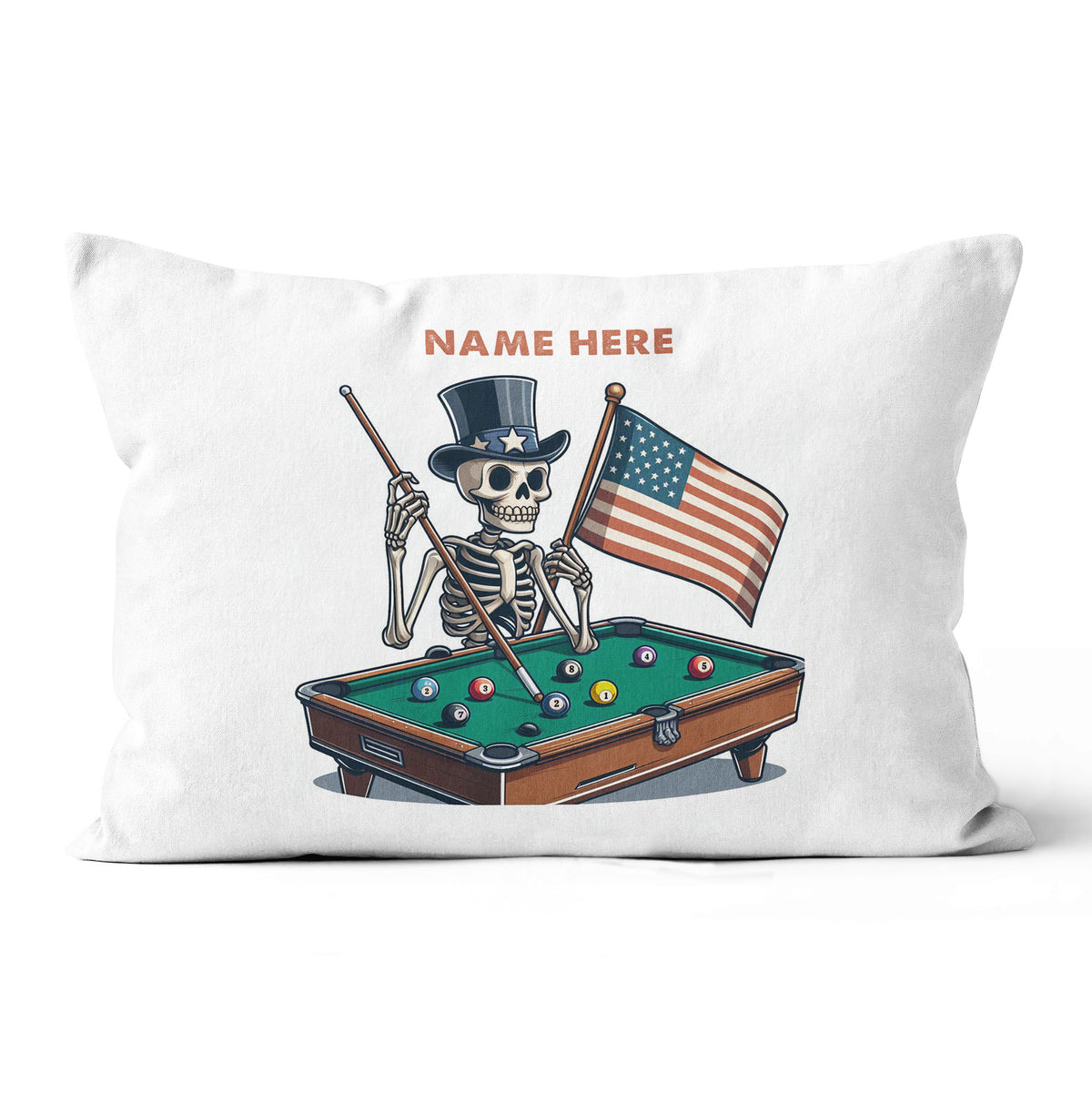 Personalized Funny Skeleton Playing Billiard Custom Name Billiard Pillow TDM0876