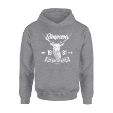 Load image into Gallery viewer, Custom name and year of birth the hunt has begun personalized gift hunting standard hoodie