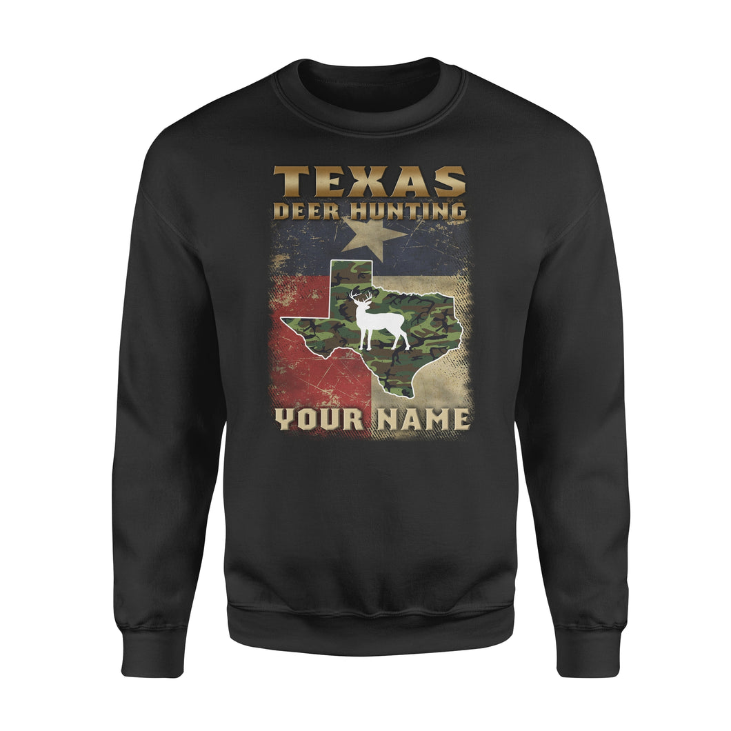 Texas deer hunting personalized gift custom name - Standard Crew Neck Sweatshirt