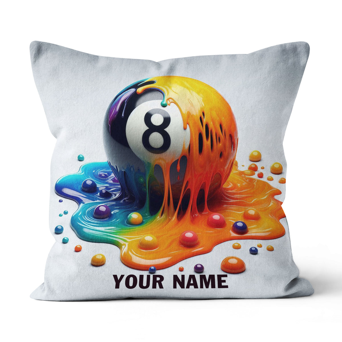 Custom Colorful Melting 8 Ball Pool Throw Pillows, Best Billiard Pillow Decor TDM0814