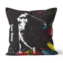 Load image into Gallery viewer, Colorful Watercolor Golfer Custom Pillow Personalized Cool Golf Gifts LDT1113