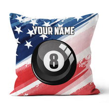Load image into Gallery viewer, Personalized 8 Ball Pool American Flag Pillow, Patriotic Billiard Gifts TDM0769