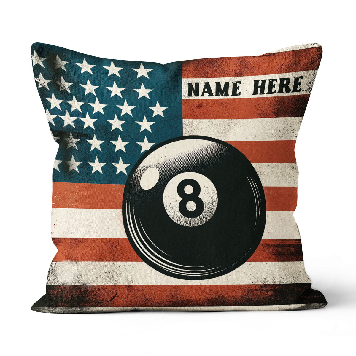 Personalized Vintage US Flag 8 Ball Billiard Pillow Custom Billiard Gift VHM0922