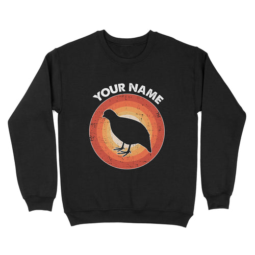 Quail Retro Vintage Sunset Custom Name Shirt, Quail Hunting Shirt, Gift for Quail Lover, Bird Lover Standard Sweatshirt FSD2350D08